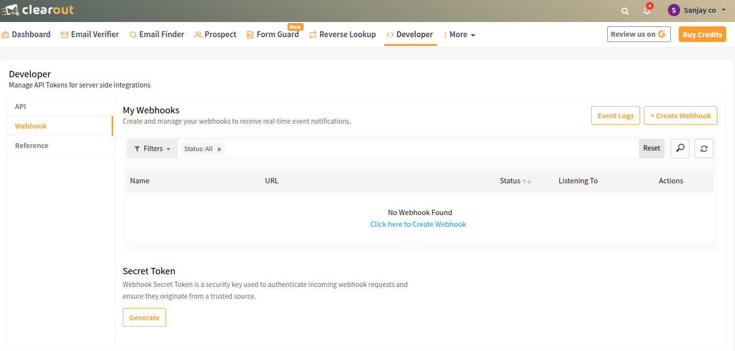 Webhook Dashboard Interface