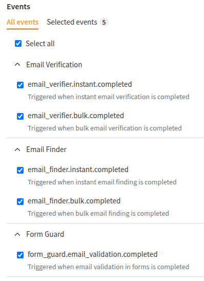 Event Selection Interface