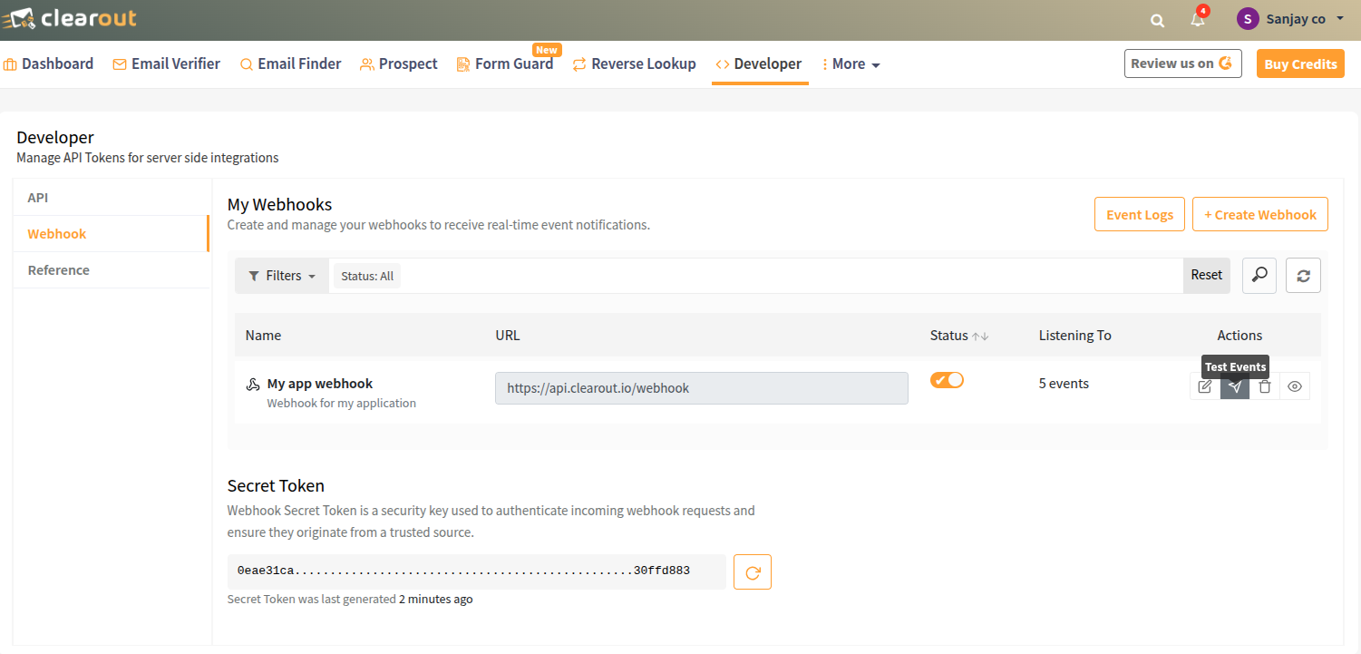 Webhook Test Interface